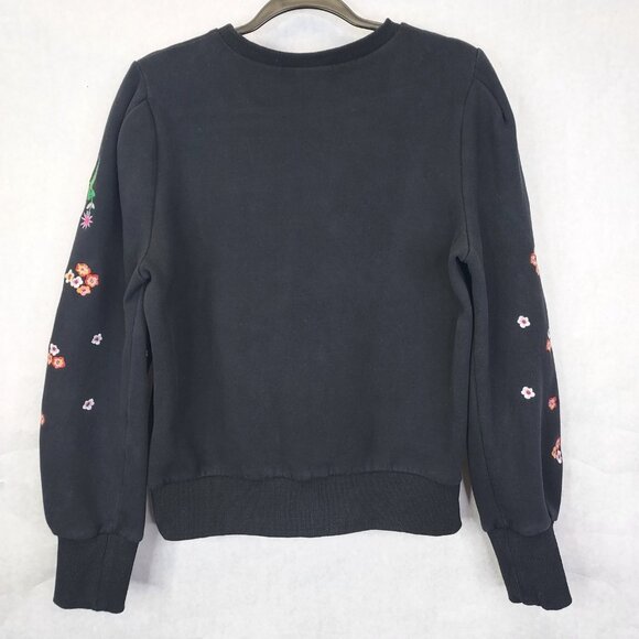 Zara Embroidered Floral Sweatshirt Women S Puff Sleeve Granny Preppy Heritage - Picture 9 of 13